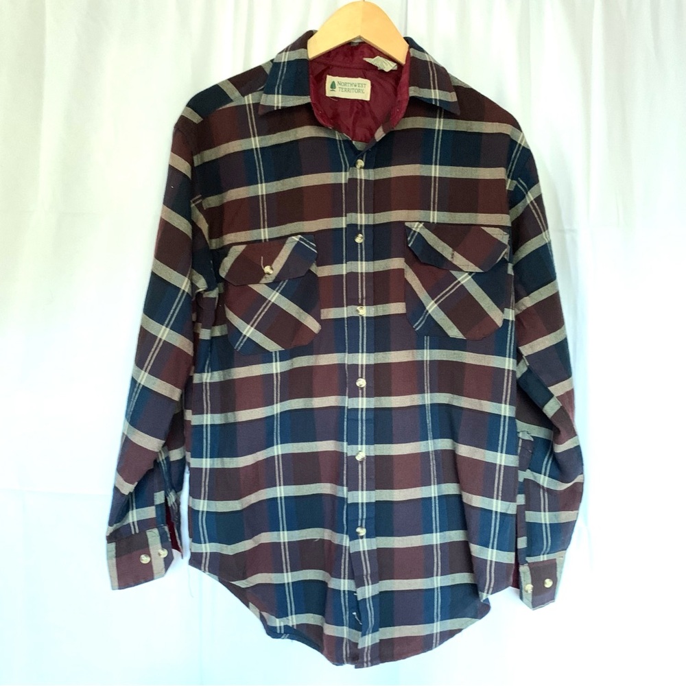 Navy Red Plaid Long Sleeve Flannel Shirt Men Small Northwest Territory